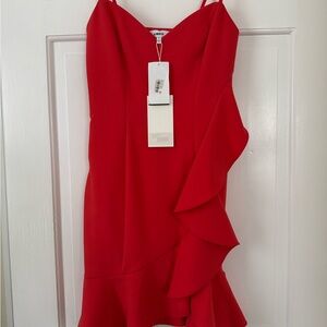 Elegant Red Ruffled Dress